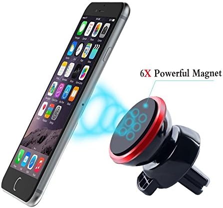 Car Mount, 360°Rotation Universal Air Vent Magnetic Car Mount Phone Holder for Cellphones like Galaxy S7 S6/s6 Edge S5 S4,iPhone 6 6 Plus 6s 6s Plus, 5s 5c 5 4s （Red）