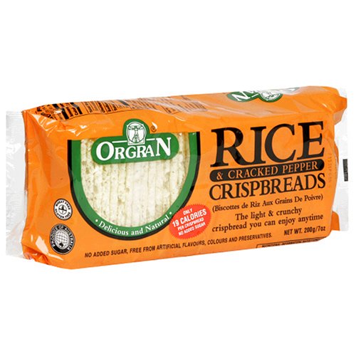 OrgraN Rice & Cracked Pepper Crispbreads, 7-Ounce Packages (Pack of 12)