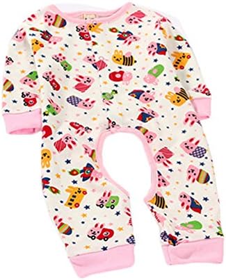 KM Unisex Baby Pure Cotton Long-Sleeved Rabbit Pattern Bodysuits #1 Pink (66cm)