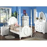 4pc Full Size Poster Bedroom Set White Finish