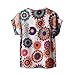VOBAGA Women's Sun Flowers Pattern Printed Loose Batwing Chiffon Blouse T-Shirt M Sunflower