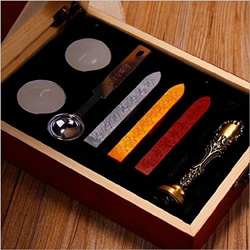 Best1688 Stamp Seal Sealing Wax Vintage Classic Old-fashioned Antique Alphabet Initial Letter Set Brass Color Creative Romantic Stamp Maker-letter "A to Z" Retro Wooden Packed Set (R)