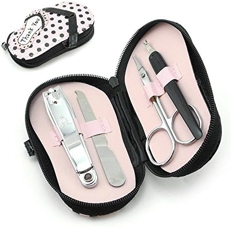 Wedding Bridal Shower Thank You Gifts Pink Polka Dot Purse and Flip Flop Manicure Pedicure Set