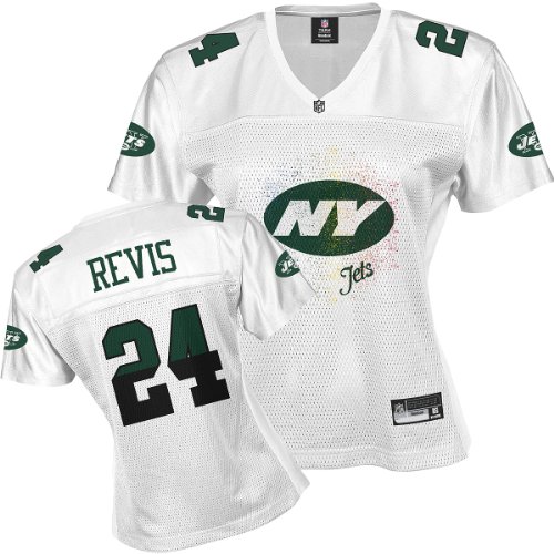 Reebok New York Jets Darrelle Revis Women's White Fem Fan Jersey Large