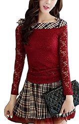 General Print Short Lace Square Neck Spring  Dress