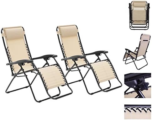 1 Pair Tan/Khaki Color Recliner Lounge Chair Fully Reclined-63 Inches Long
