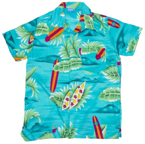 On Shore Men's Tropical Hawaiian Surfboard Print Aloha Shirt
