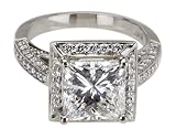 Platinum Princess Diamond Ring (GIA Certified 4.01 ct center, 4.75 cttw, I Color, VS1 Clarity), Size 6