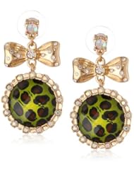 Betsey Johnson "A Day at the Zoo" Leopard Round Drop Earrings