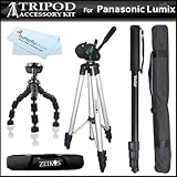Tripod Kit For Panasonic Lumix DMC-ZS7 DMC-ZS10, DMC-ZS8 DMC-G3, DMC-3D1 Digital Camera Includes 50