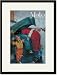 Black Framed/Matted Print 17x23, Boy Upset to See Santa Mechanic under Car Hood