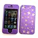 Apple iPhone 4 Snap On Protector Hard Case "Purple Stars" Design