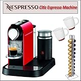 Nespresso C120 Citiz Fire Engine Red Espresso Machine & Milk Frother With S ....
