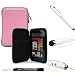 Pink Durable Hard Nylon Protective Portfolio Slim Cover Case with Mesh Pocket For ViewSonic ViewPad e70 Ice Cream Sandwich 7-Inch Tablet + Includes a Professor Pen 3 in 1 Red Laser Pointer / LED White Light / Stylus / White Pen + Ships with a eBigValue TM Determination Hand Strap Key Chain.