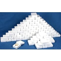 100 White Swirl Cotton Charm Jewelry Boxes Gift Display 2 1/8"