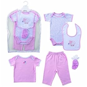 Hudson Baby 6-Piece Gift Collection, Pink