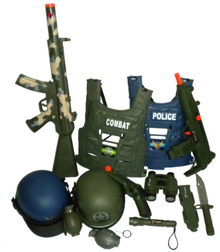 Ultimate Kids Toy Army Combat Set with B/o M16 Machine Gun Uzi Submachine Gun, Vest, Helmet, Grenades More!