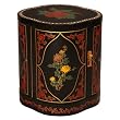 Handmade Asian Furniture - 17" Black Lacquer Accent / End Table With Mother of Pearl & Petal Shape
