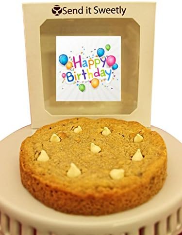 Send It Sweetly 1/2 Pound Jumbo White Chocolate Macademia Nut Cookie Happy Birthday