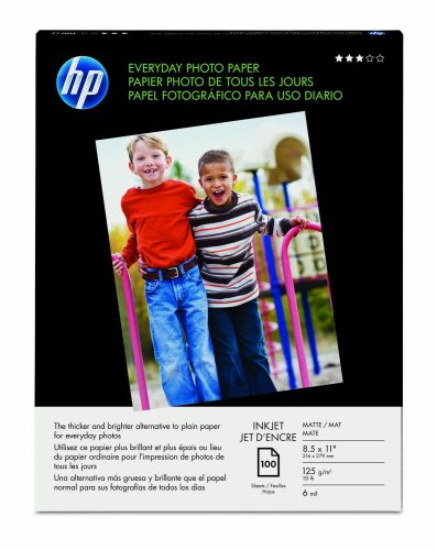 HP Everyday Photo Paper, Matte (100 Sheets, 8.5 x 11 Inches)