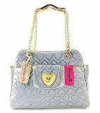 Betsey Johnson Betseyville Party Hearty Large Satchel Handbag Silver