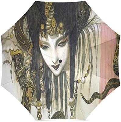 Design Custom Japanese Geisha Girl Art Folding Portable Outdoor Rain /Sun Umbrella Beach Travel Shade Sunscreen For Women/Men