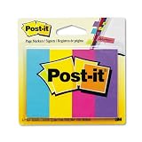 Post-it Page Markers, 7/8-inch x 2-7/8-inch, Ideal for Temporary Marking And Noting In Books, Assorted Ultra Colors, 50 Sheets per Pad, Four Pads per Pack (671-4AU)