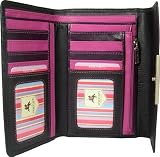 New gorgeous ladies Visconti black berry & purple leather purse clutch money bag style R-10