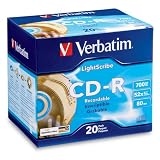 Verbatim 95092 700 MB 52x LightScribe Gold Recordable Discs CD-R, 20-Disc Slim Case