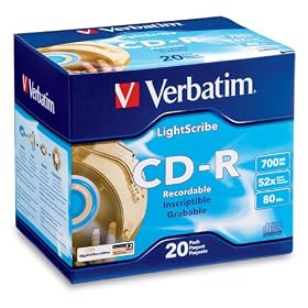 Verbatim CD-R 80MIN 700MB 52X LightScribe 20pk Slim Case