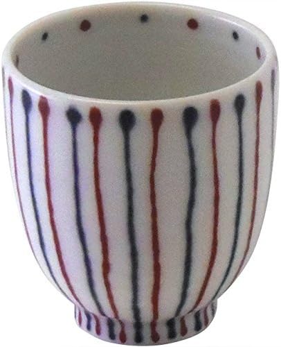 Hakusan Pottery Tea cup with Red and blue stripes and dots from Japan