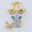 Golden Reindeer Head Christmas Brooch