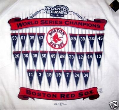 BOSTON RED SOX 2004 WORLD SERIES ROSTER*NEW*SHIRT XL