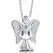 Sterling Silver Necklace Cubic Zirconia CZ Guardian Angel Pendant image 2