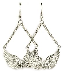 Angel Wings and Heart Dangle Earrings