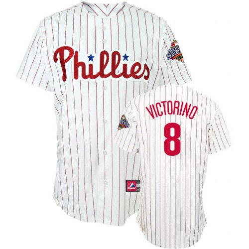 Shane Victorino Majestic 2008 World Series Home Pinstripe Replica Philadelphia Phillies Jersey