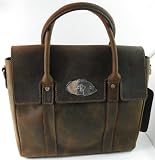 12.5″ Vintage Leather Shoulder Bag Satchel Handbag L83