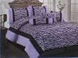 Full / Queen Short Fur Black / Purple Zebra Comforter Set Bedding-in-a-bag