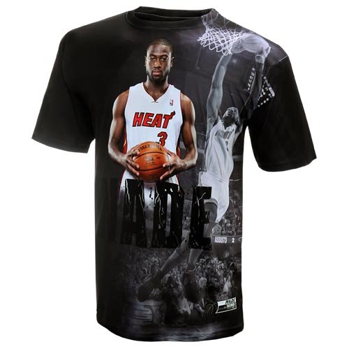 NBA Men's Miami Heat Dwyane Wade Sublimated High Definition Photo Tee Shirt (Multi, XX-Large)