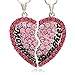 Soulbreezecollection Pink Heart Necklace Mother Mom and Daughter Pendant Engraved Mother's Day Jewelry