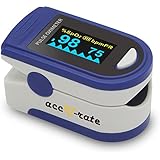 Acc U Rate CMS 500D Generation 2 Fingertip Pulse Oximeter Oximetry Blood Oxygen Saturation Monitor with silicon cover, batteries and lanyard