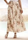 Denim 24/7 Plus Size Rose Print Skirt
