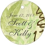 Baby Keepsake: Asian Leaf Motif Circle Shaped Personalized Thank You Tags - Set of 20 (Set of 60)