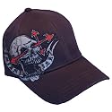 MIAMI INK "SKULL SALVATION" W/ RED CROSS EMBROIDERED FLEXIABLE BROWN CAP