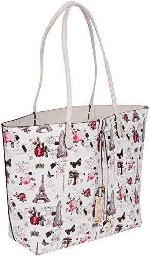 Eiffel Tower Purse or Tote Bag For Women with Makeup Bag - White