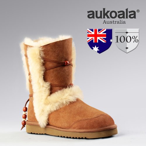 Aukoala Snow Boots Australia Sheepskin Warm Nala For Womens_Chestnut_Us Size 4 On Sale
