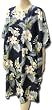Short Caftan, Hibiscus and Palm Fronds on Navy