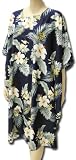 Short Caftan, Hibiscus and Palm Fronds on Navy