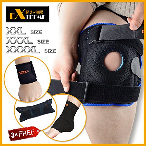 Knee Brace By Motion Infiniti - Support for ACL, Meniscus Tear and Arthritis. The TRUE Plus Size Extra Length, Extra Wide. XL, XXL, XXXL, Double Hinged Locking Mechanism,!