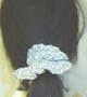 Scn78, Hand Crocheted Silver Metallic Gimp Scrunchie for Women and Teens